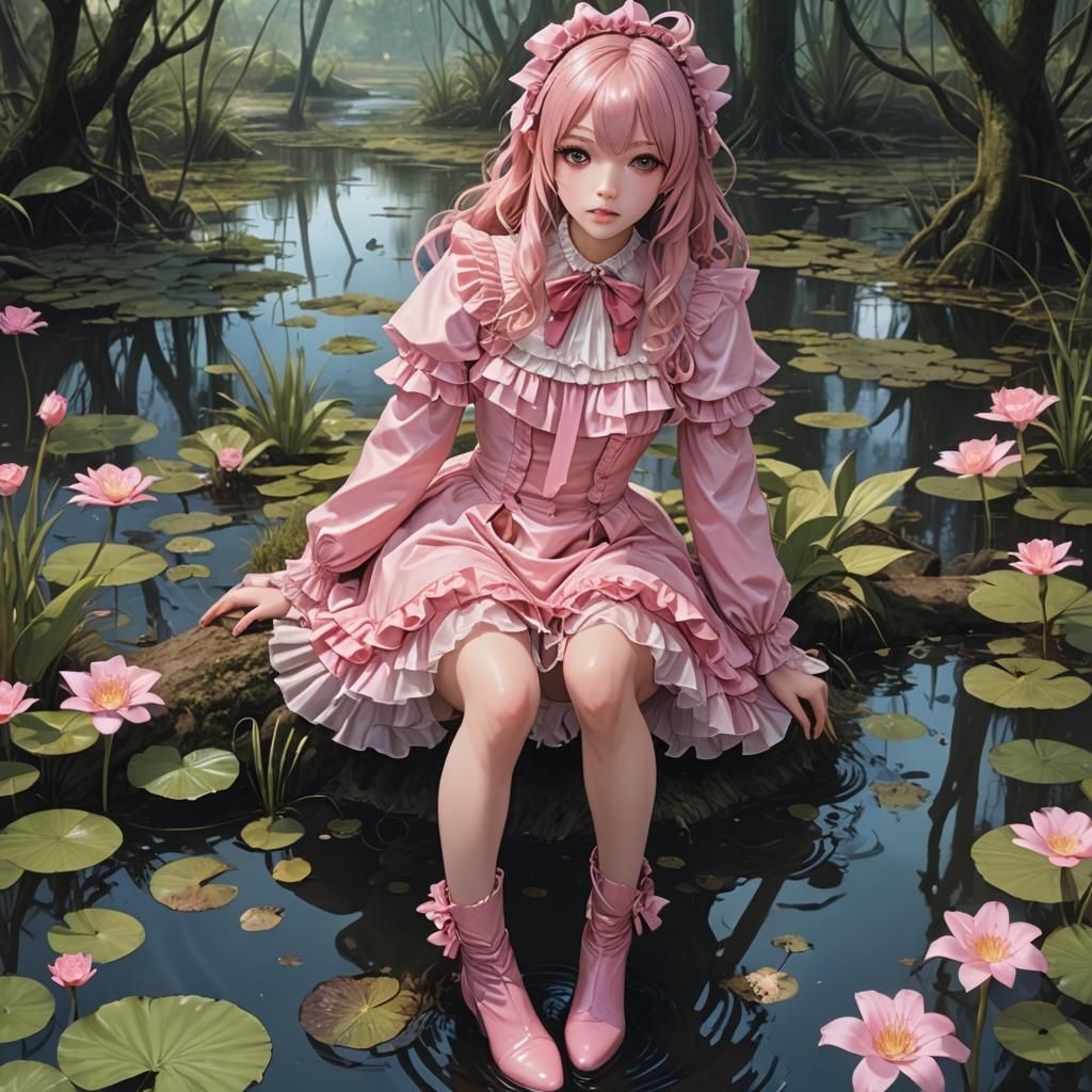 Crossdresser Sinking in Swamp on Magazine Cover