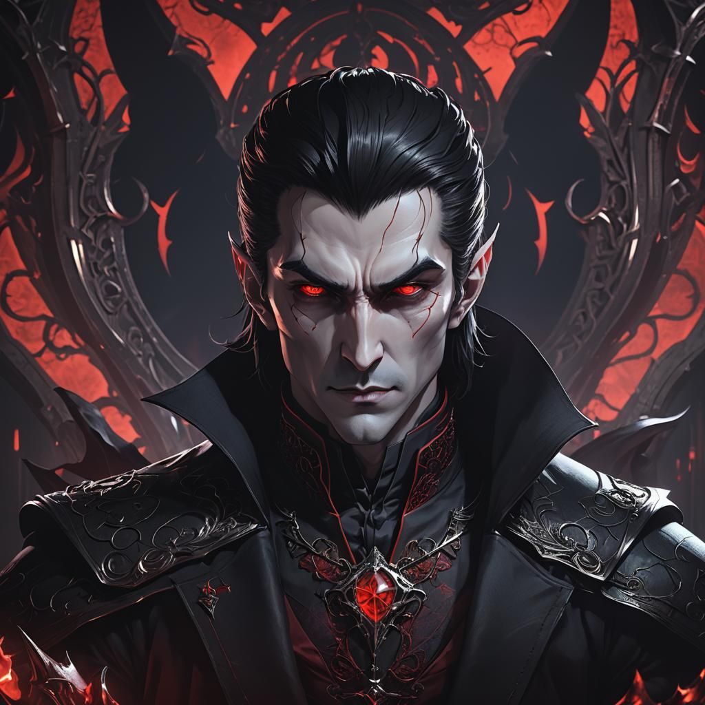 Dracula in Dark Fantasy Anime Style