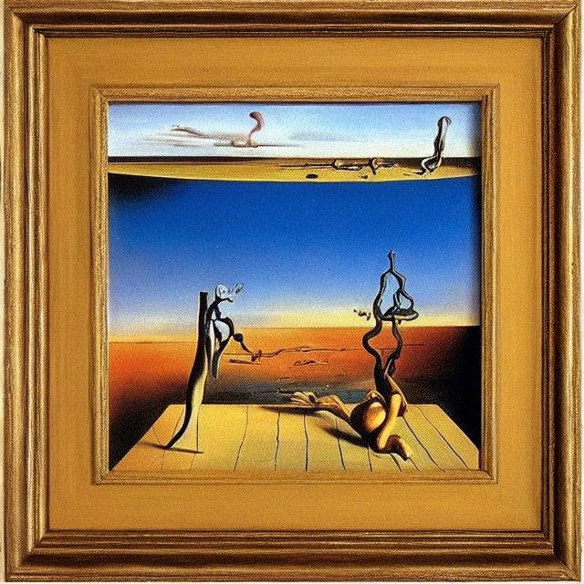 Surreal Melting Forms: An Oil Painting in Dali Style