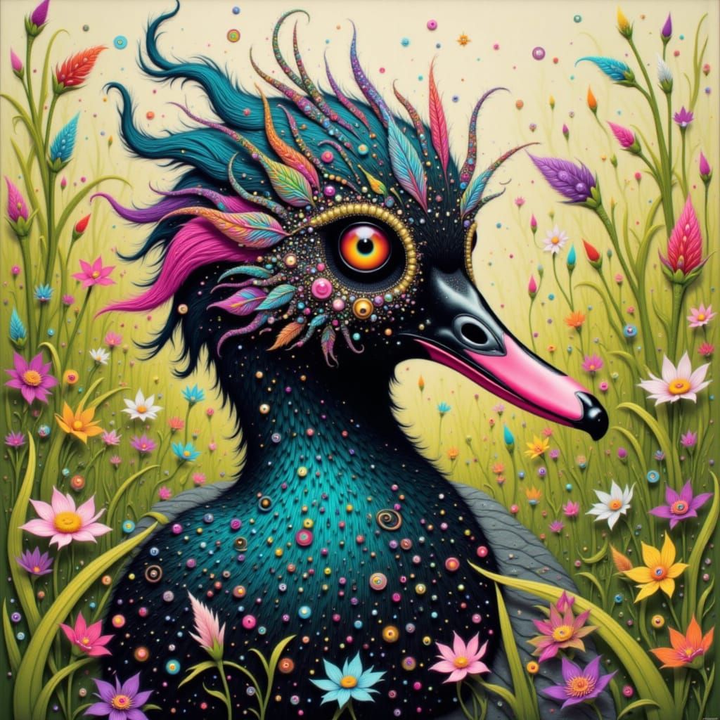 Black-Bottomed Whistling Duck in Graffiti Street Art Style