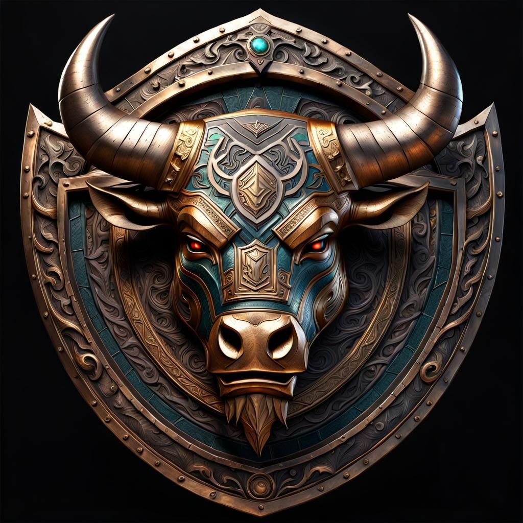 Detailed Minotaur Shield Concept Art