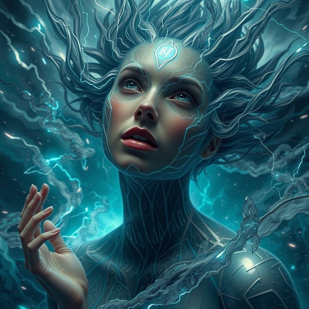 Electric Lightning Being Soaring Through Storm Clouds