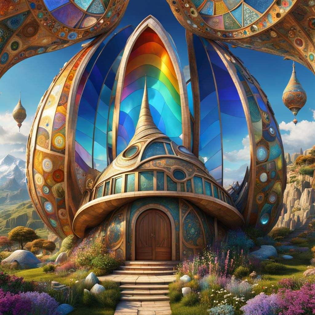 Futuristic Middle-Earth Sea Snail House in Millefiori Style