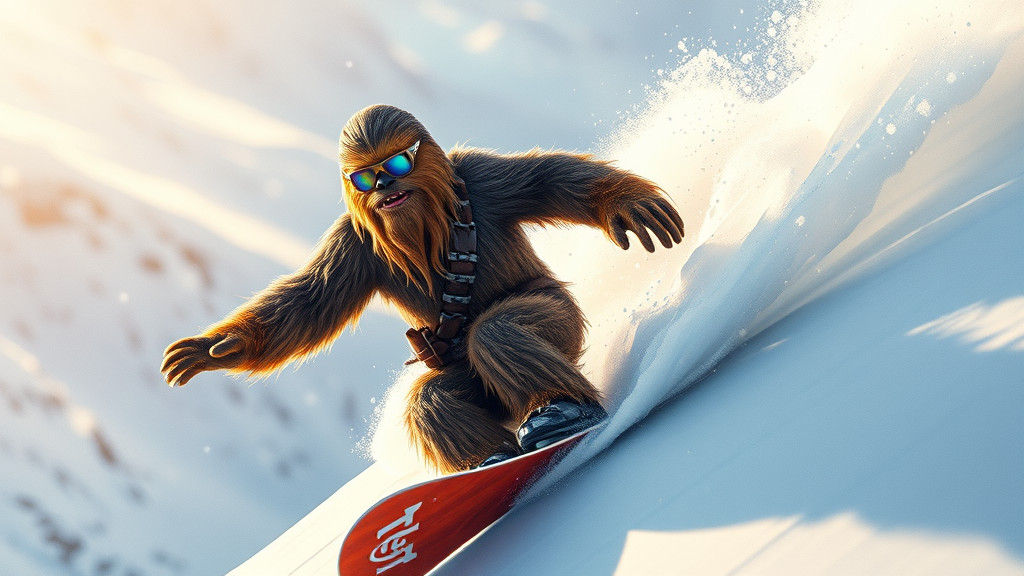 Chewbacca Snowboarding: Disney-Style Winter Concept Art