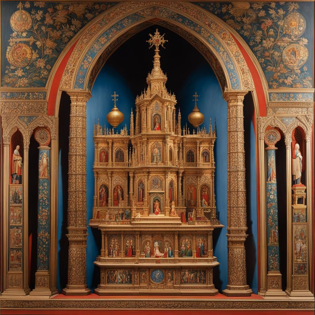 Medieval Altar Painting in Oil and Tempera