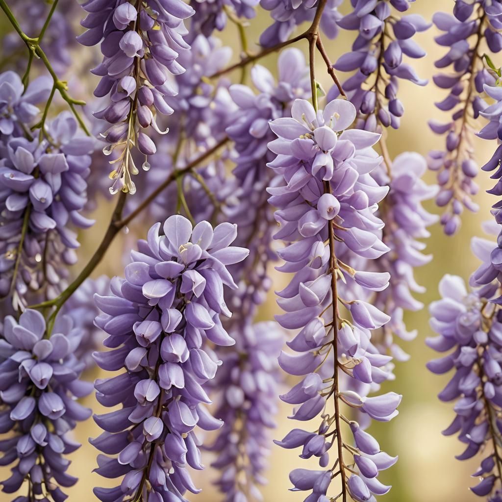 Wisteria Blossoms Macro Photography in Dreamy Bokeh Style