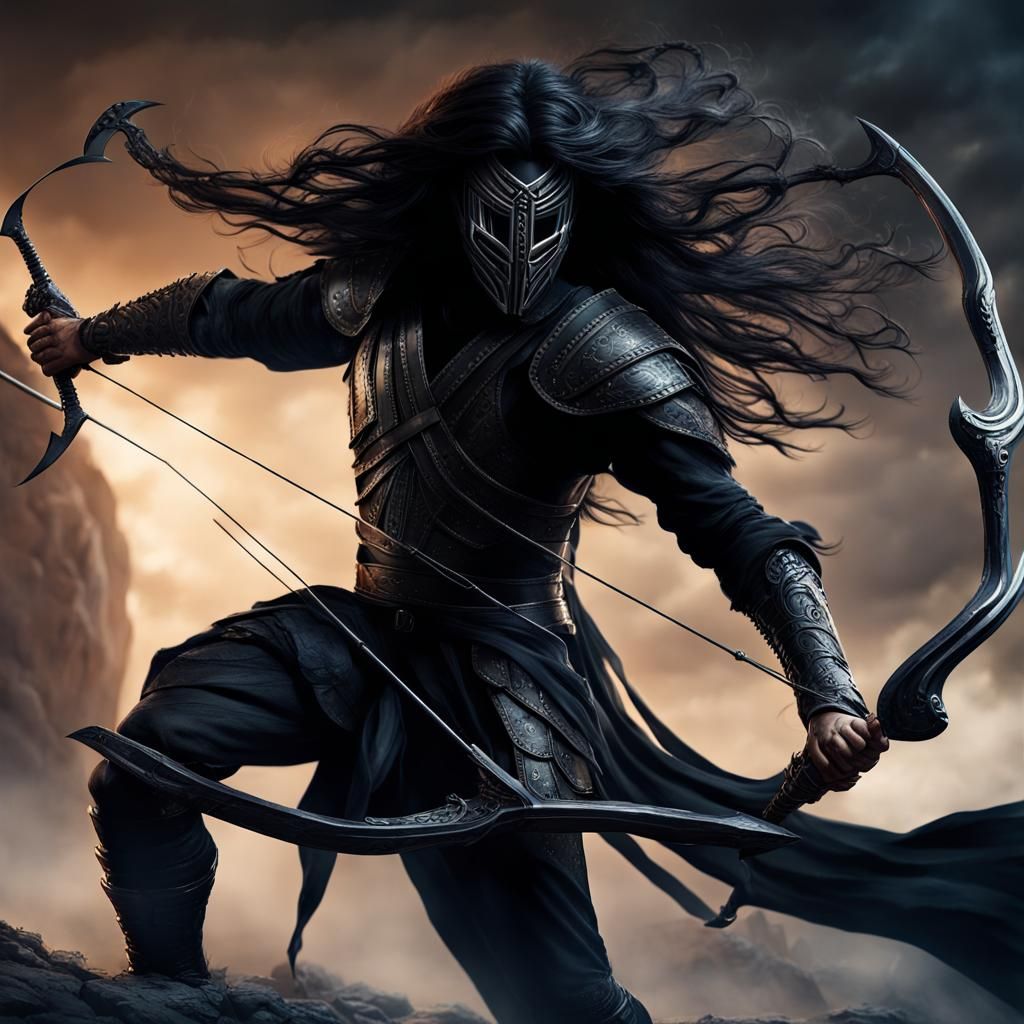 Black Masked Warrior in Bone Armor