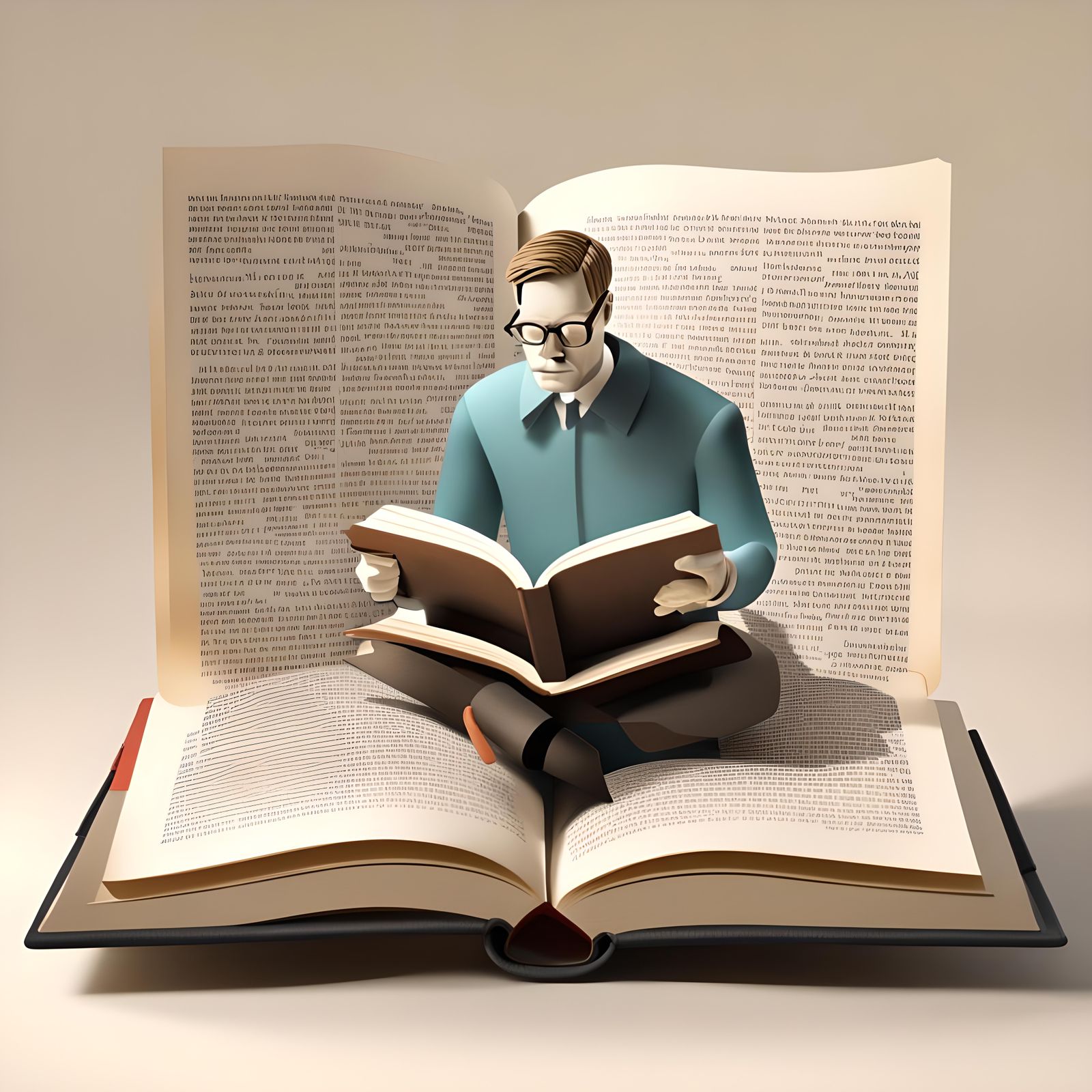 Paper Man Emerging from Book, 3D Cutout