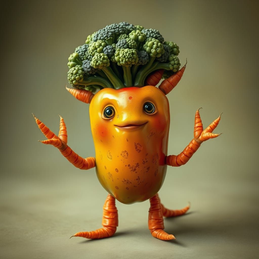 Whimsical Vegetable Creature in Fantastical Style