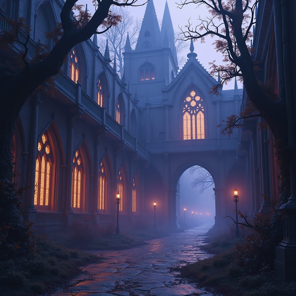 Eerie Gothic Horror Ambiance in Rich Colors