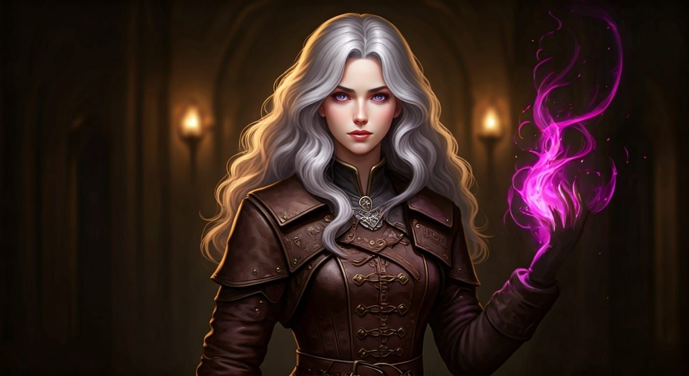 Armored Woman Wields Magic in Anime Style