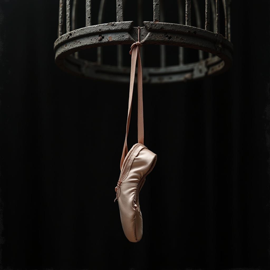 Ballet Slipper in Cage: Dark Biomechanical Art