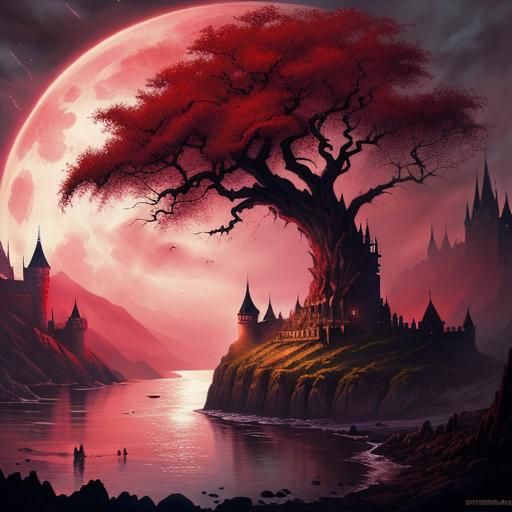 Dracula's Castle: A Horror Illustration in Oil