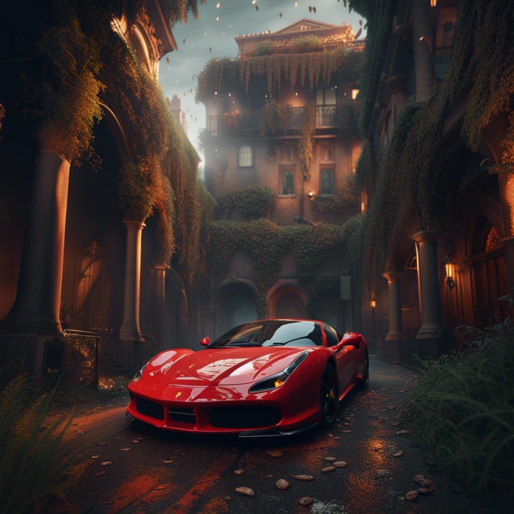 Detailed 4K Ferrari Matte Painting in Unreal Engine
