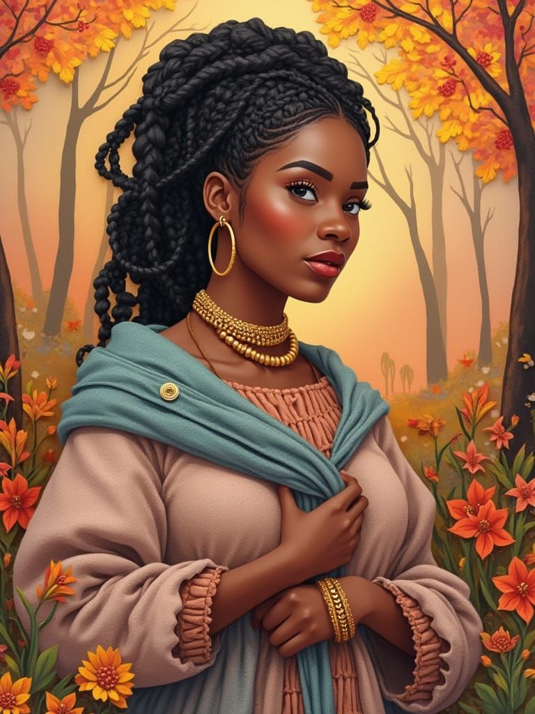 Plus-Size African-American Woman in Paper Cut Style