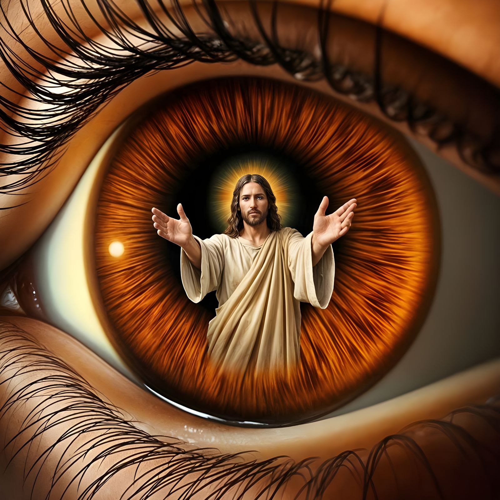 Macro Eye Reflecting Jesus in Jay Bryant Ward Style