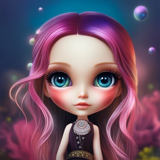 Underwater Forest Blythe Doll in Klimt-inspired Style