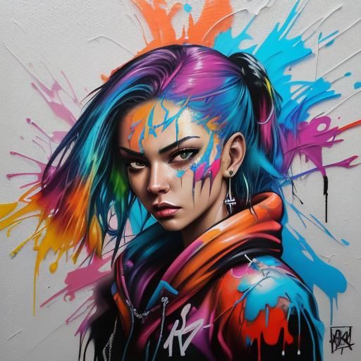 Graffiti Art Portrait of Sonya in Street Art Style