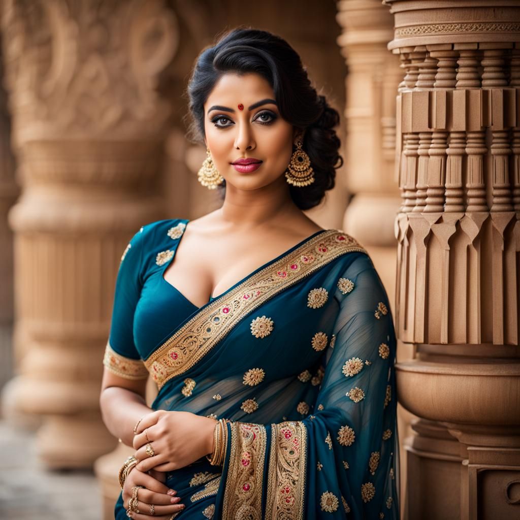 Beautiful Curvy Indian Lady in Saree