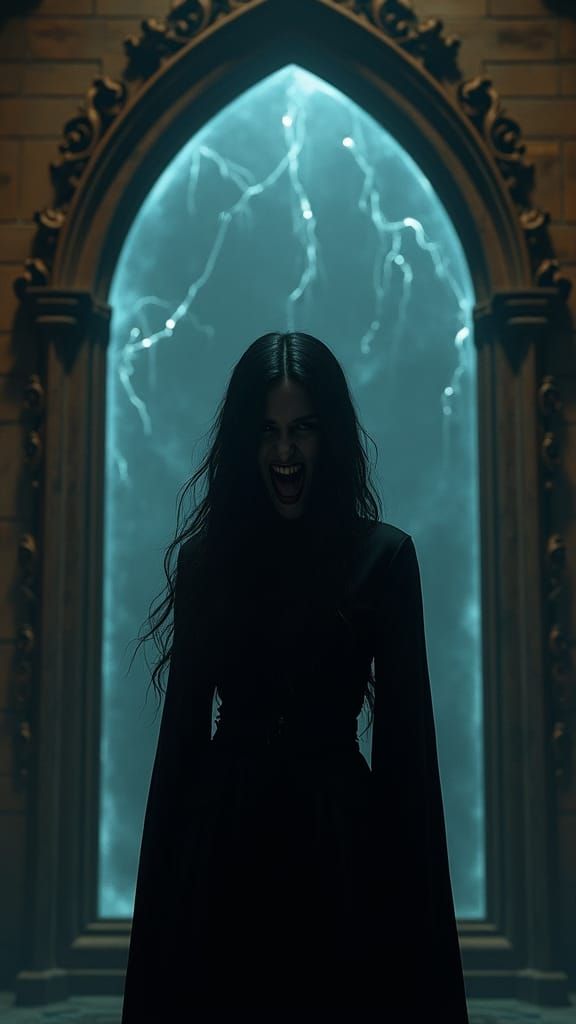 Mysterious Vampire in Ornate Mirror: Gothic Horror