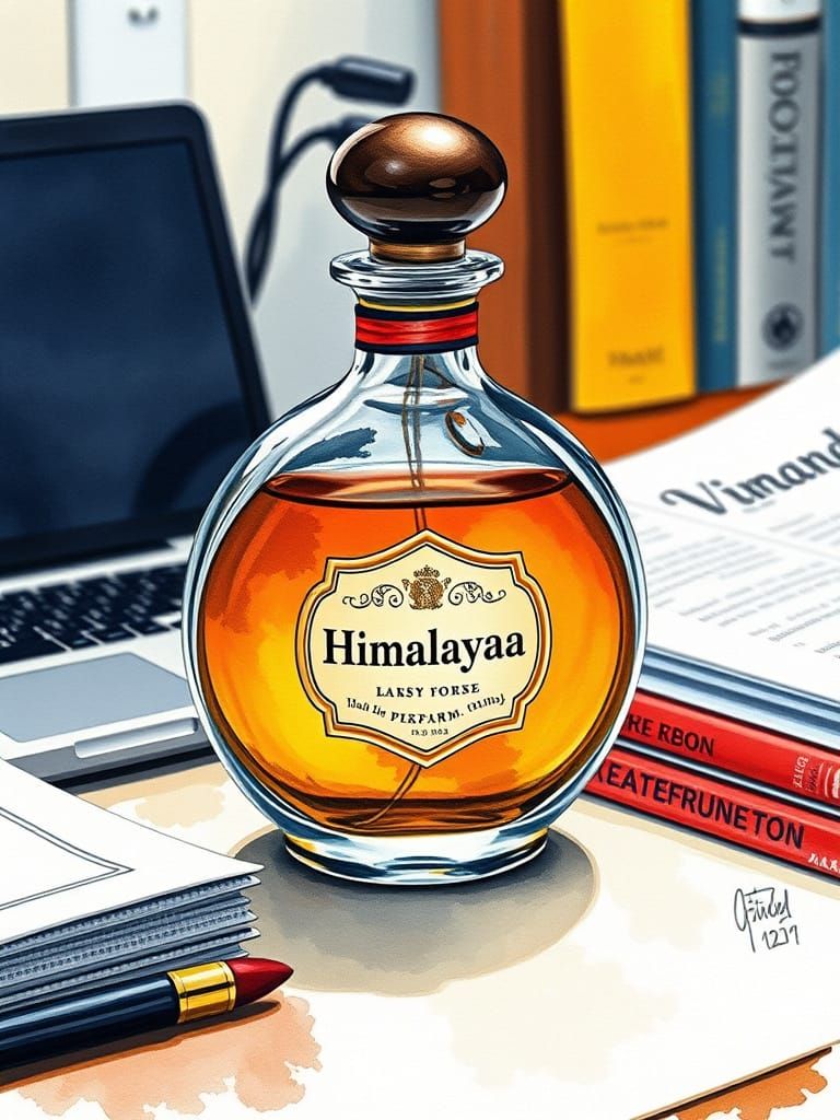 Ethereal Victorian Perfume Bottle in Vibrant Watercolor