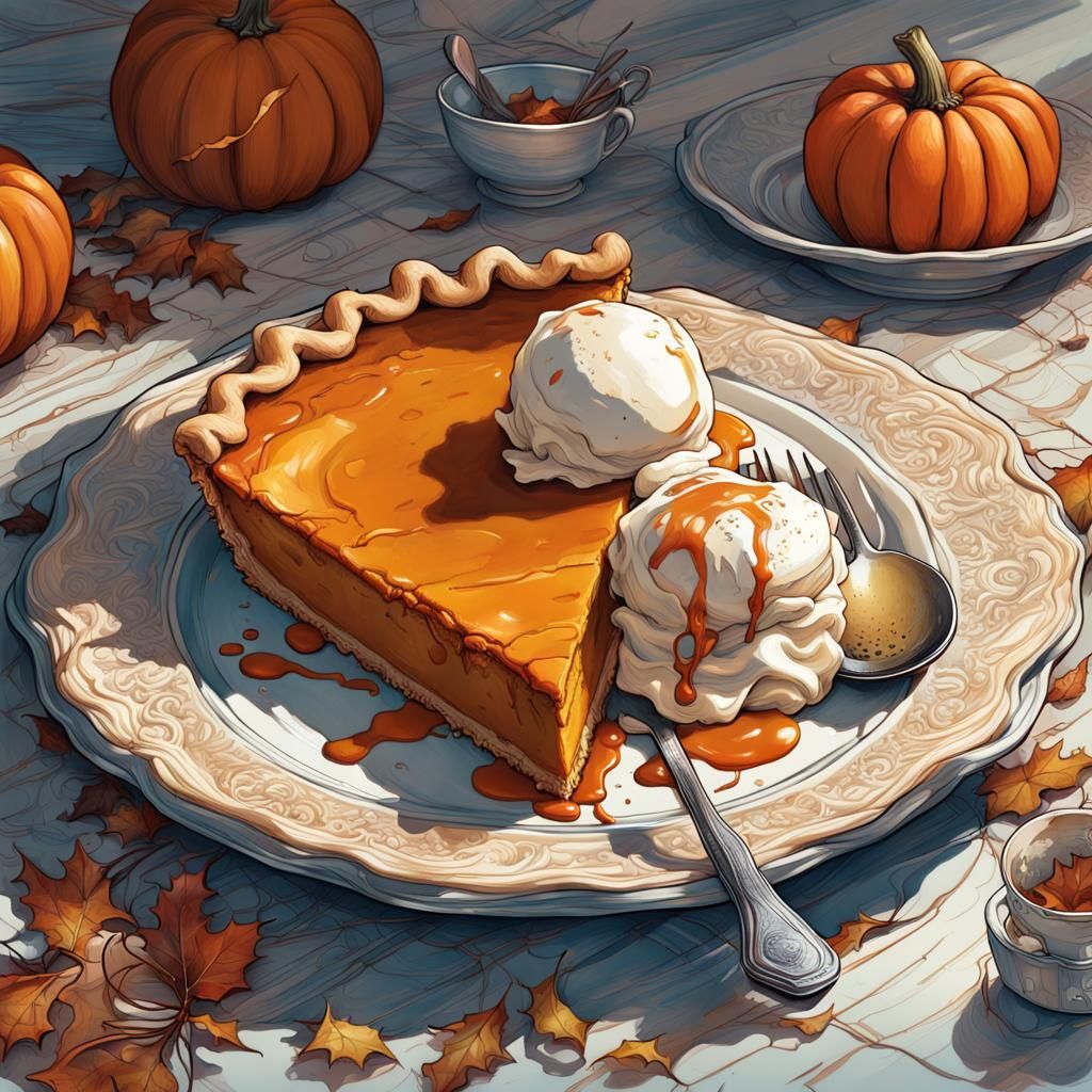 Grandmother's Pumpkin Pie with Ice Cream