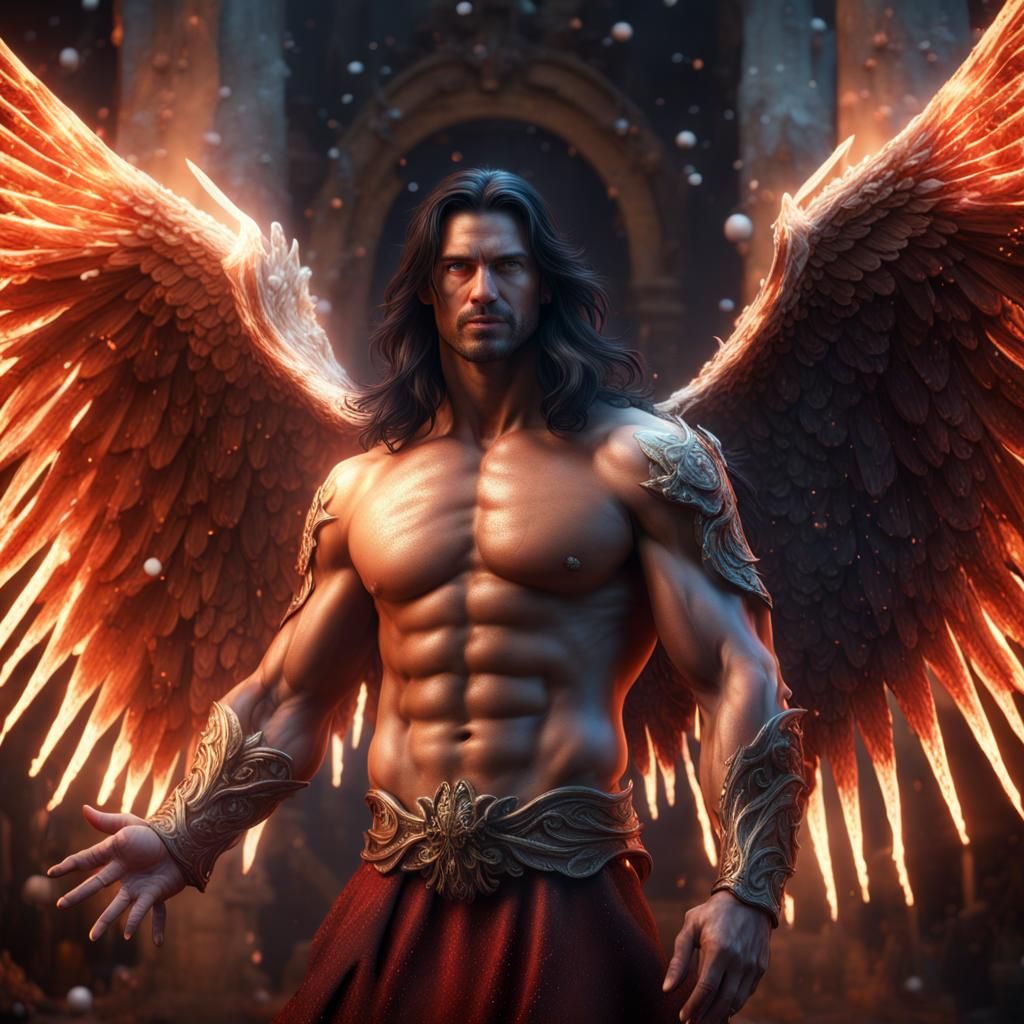 Hyperrealistic Christmas Angel with Rings of Fire