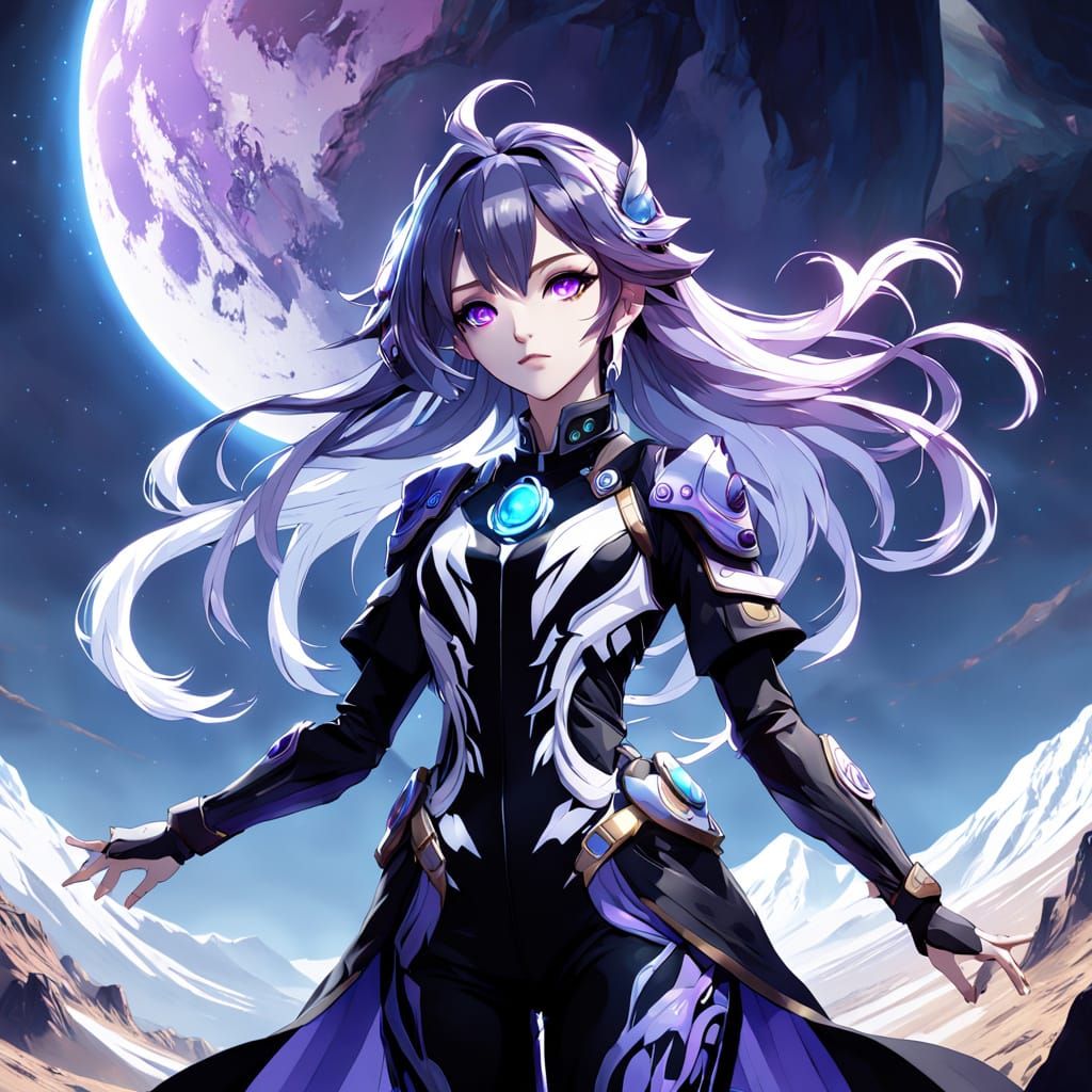 Ethereal Lunar Goddess in 3D Anime Style