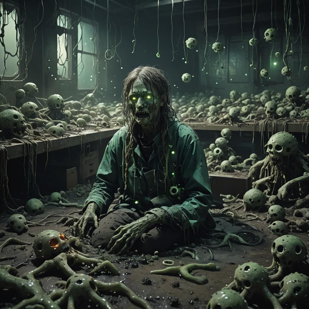 Biomechanical Horror Consumes Victim in Dark Lab