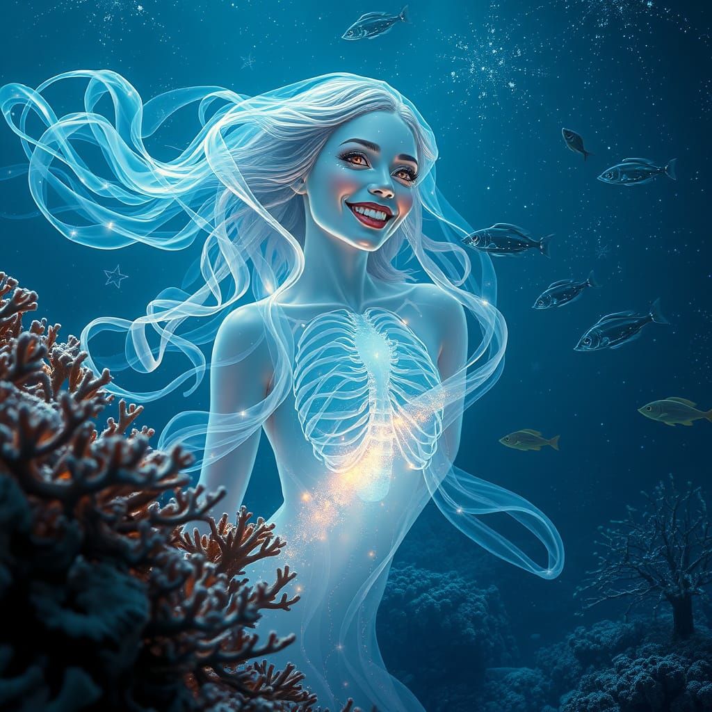 Glowing Ocean Goddess in Hyperrealistic Style