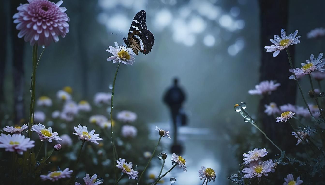 Butterfly Sips Dew: Hyperrealistic Magical Realism