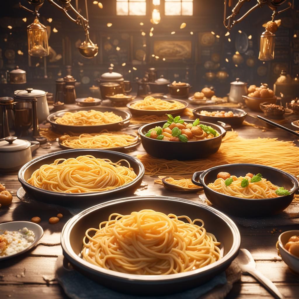 Detailed 3D Anime Pasta Art in Game Style
