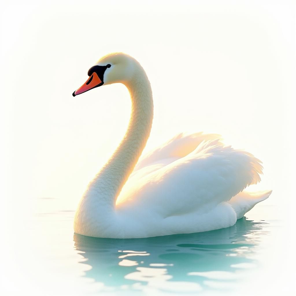 Ethereal Whooper Swan in Watercolor Matte Painting
