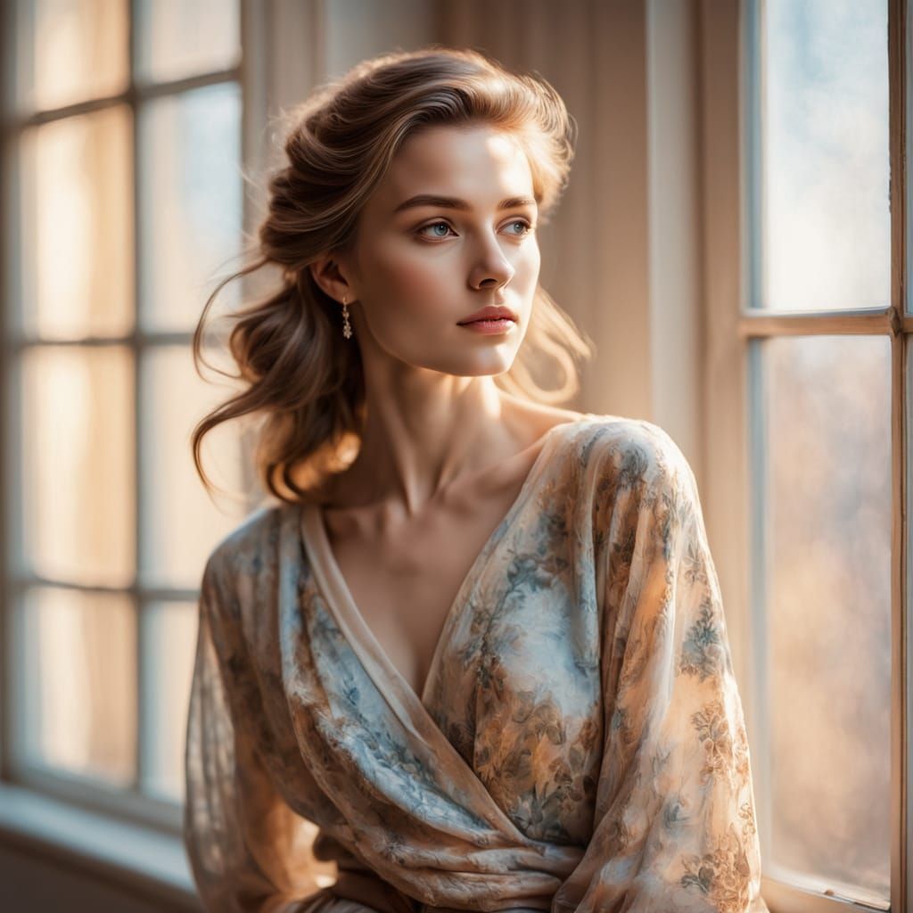 Elegant Impressionist Portrait of a Beautiful Woman