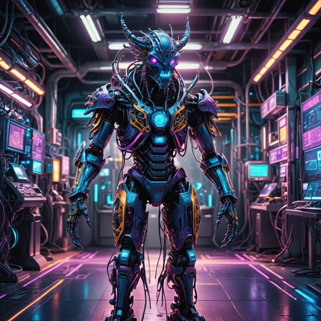 Futuristic Monster in High-Tech Lab: Hyperrealistic Digital ...