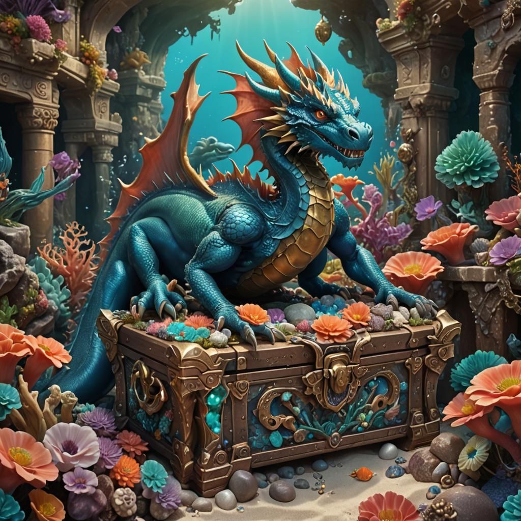 Blue Dragon Talon on Coral Reef Treasure Chest