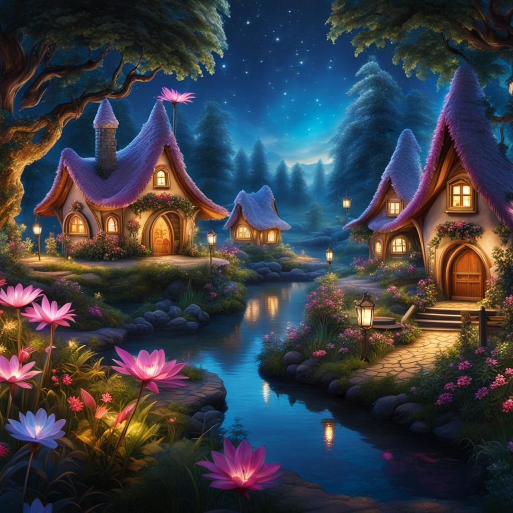 Enchanting Fairy Village with Glittering Wings in Hyperreal ...