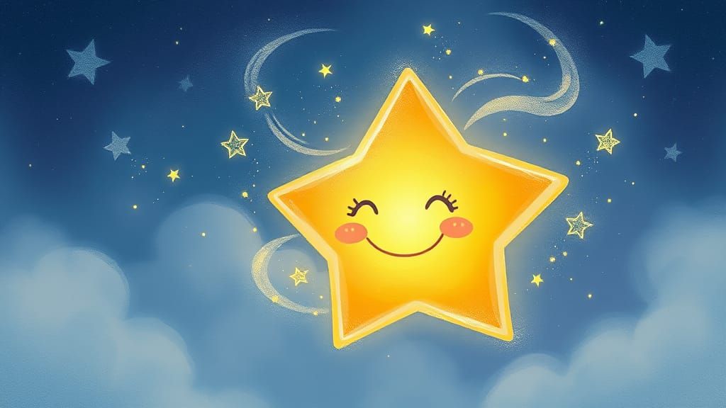 Celestial Star in Whimsical Dreamy Night Sky with Twinkling ...