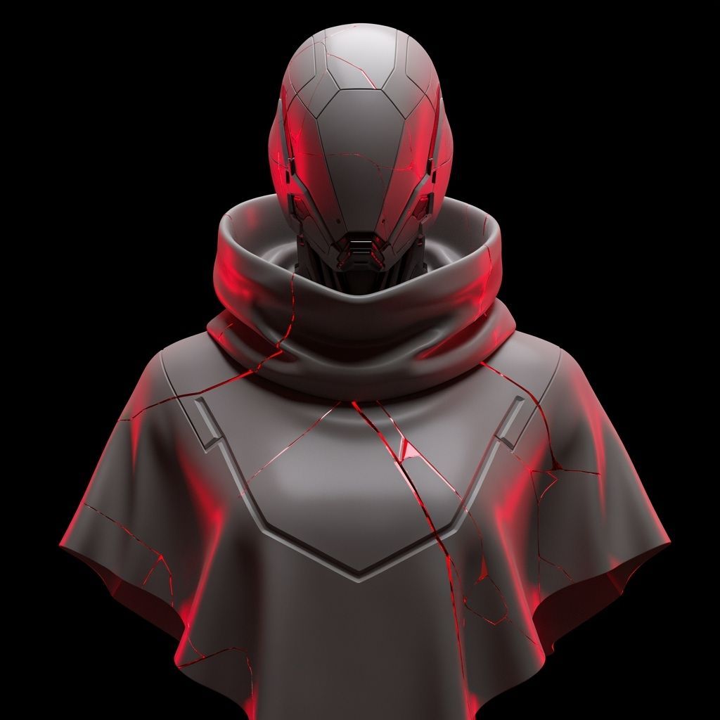 Cybernetic Poncho in Crimson Light