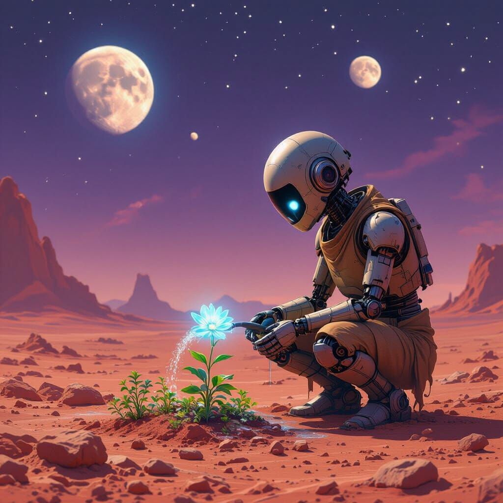 Robot Gardener on Mars-like Planet