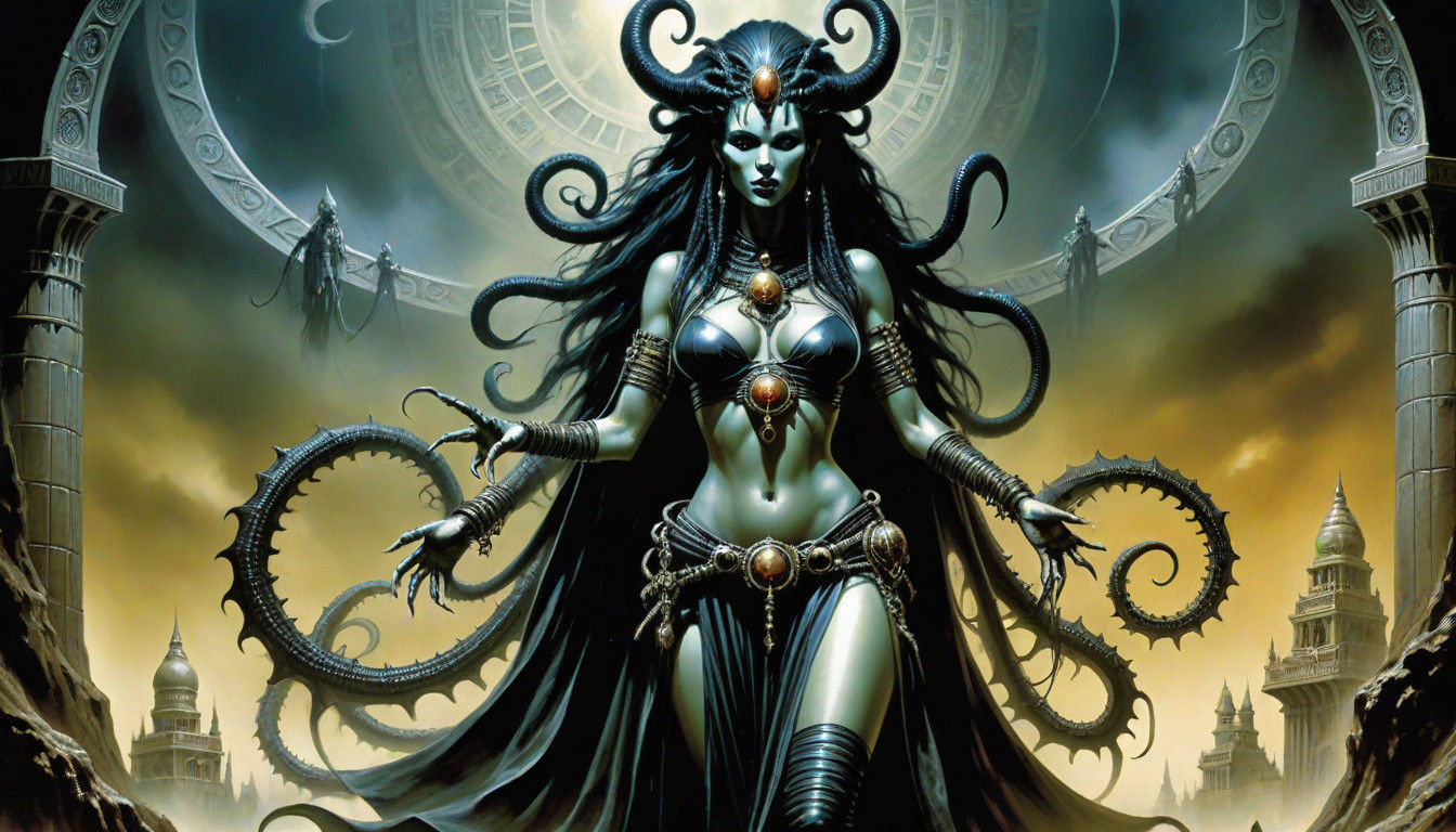 Dark Nyarlathotep Cultist in Elongated Victorian Style