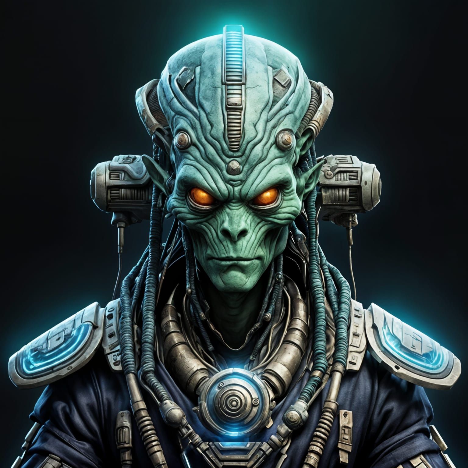 a cyberpunk shaman alien