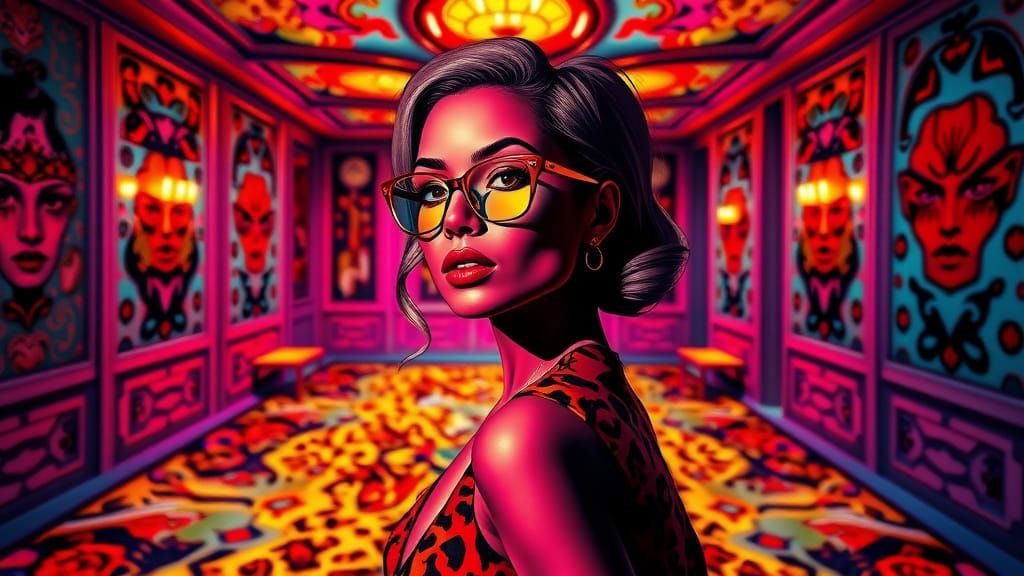 Colorful Room Portrait in Andy Warhol Pop Art Style