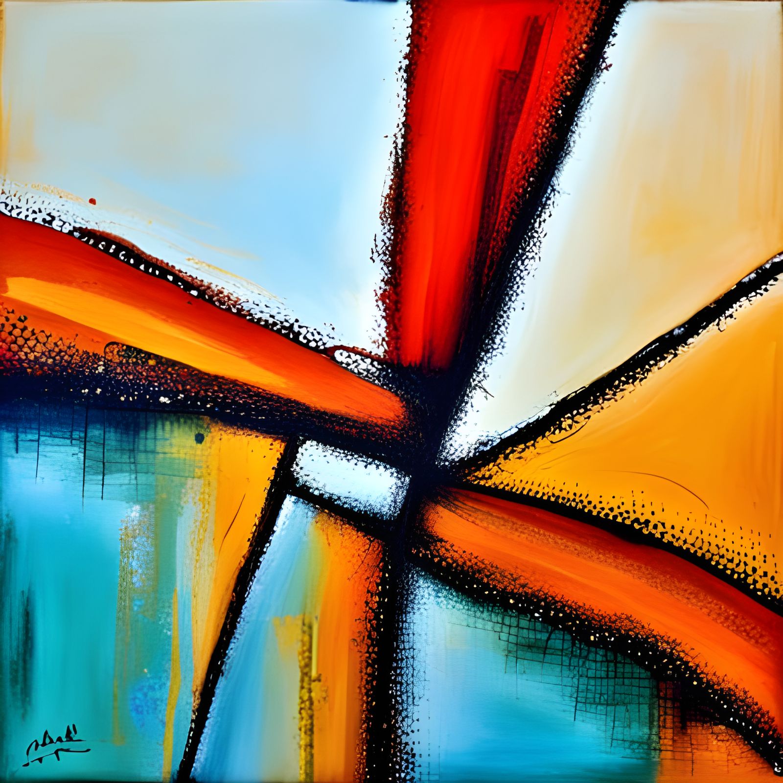Abstract Art with Complementary Colors and Details