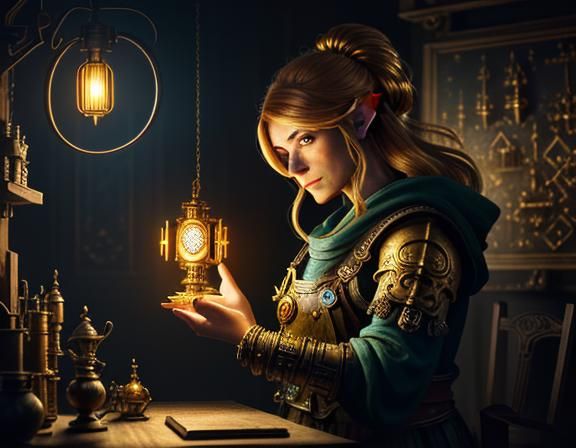 Gnome Inventor in Workshop: Cinematic Digital Painting