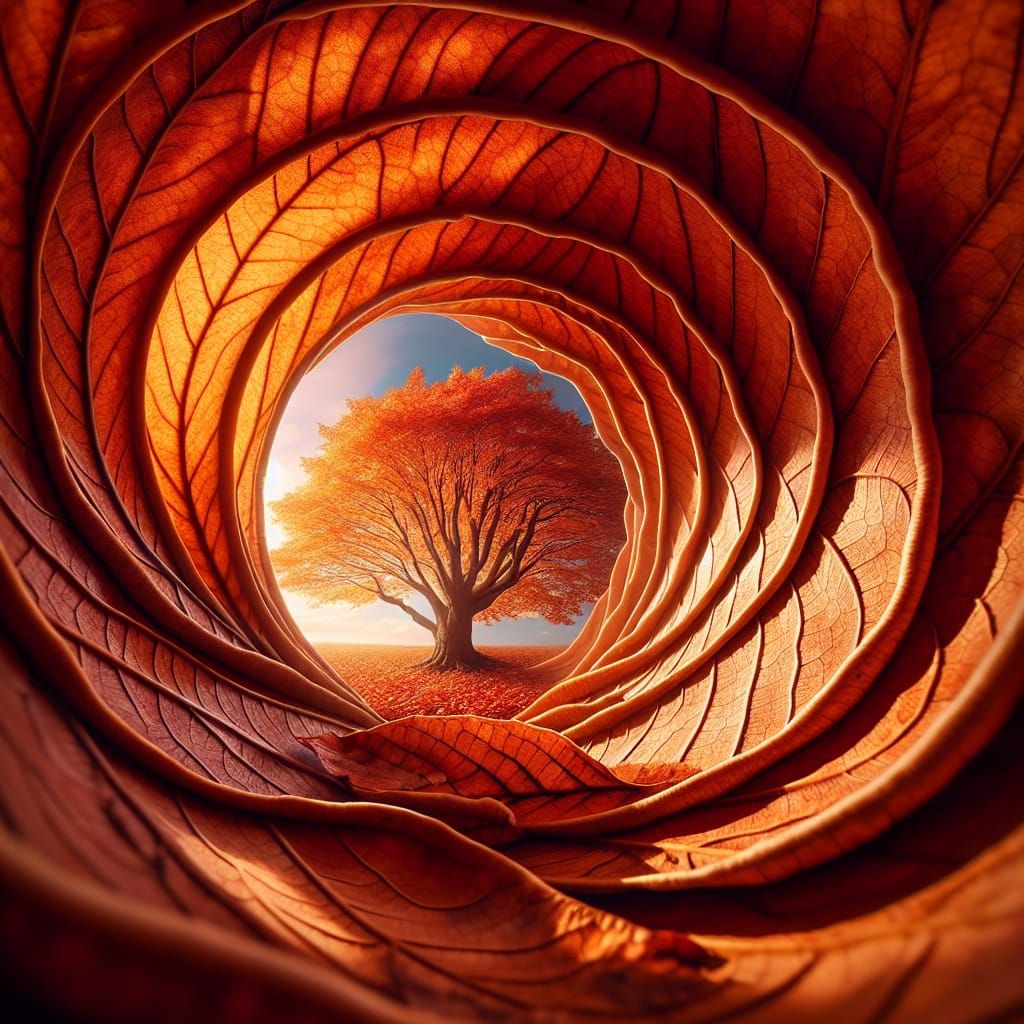 Autumnal View Through a Curled Leaf