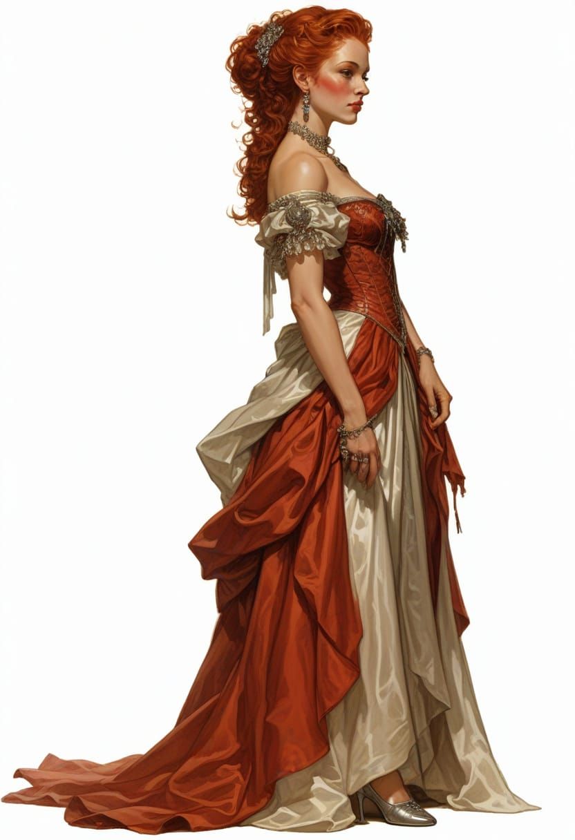 Elegant Redhead in Baroque Heroic Fantasy Style
