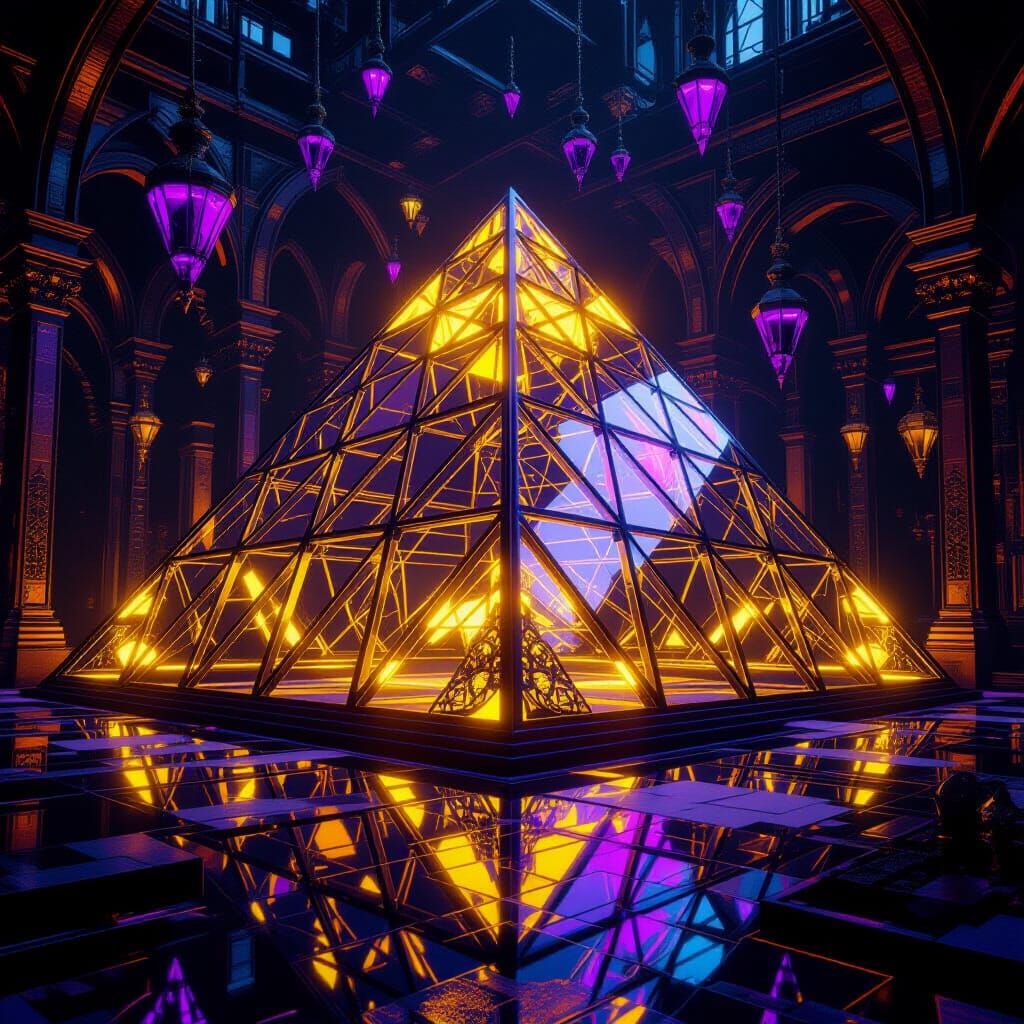 Glass Pyramid in Dark Fantasy Style