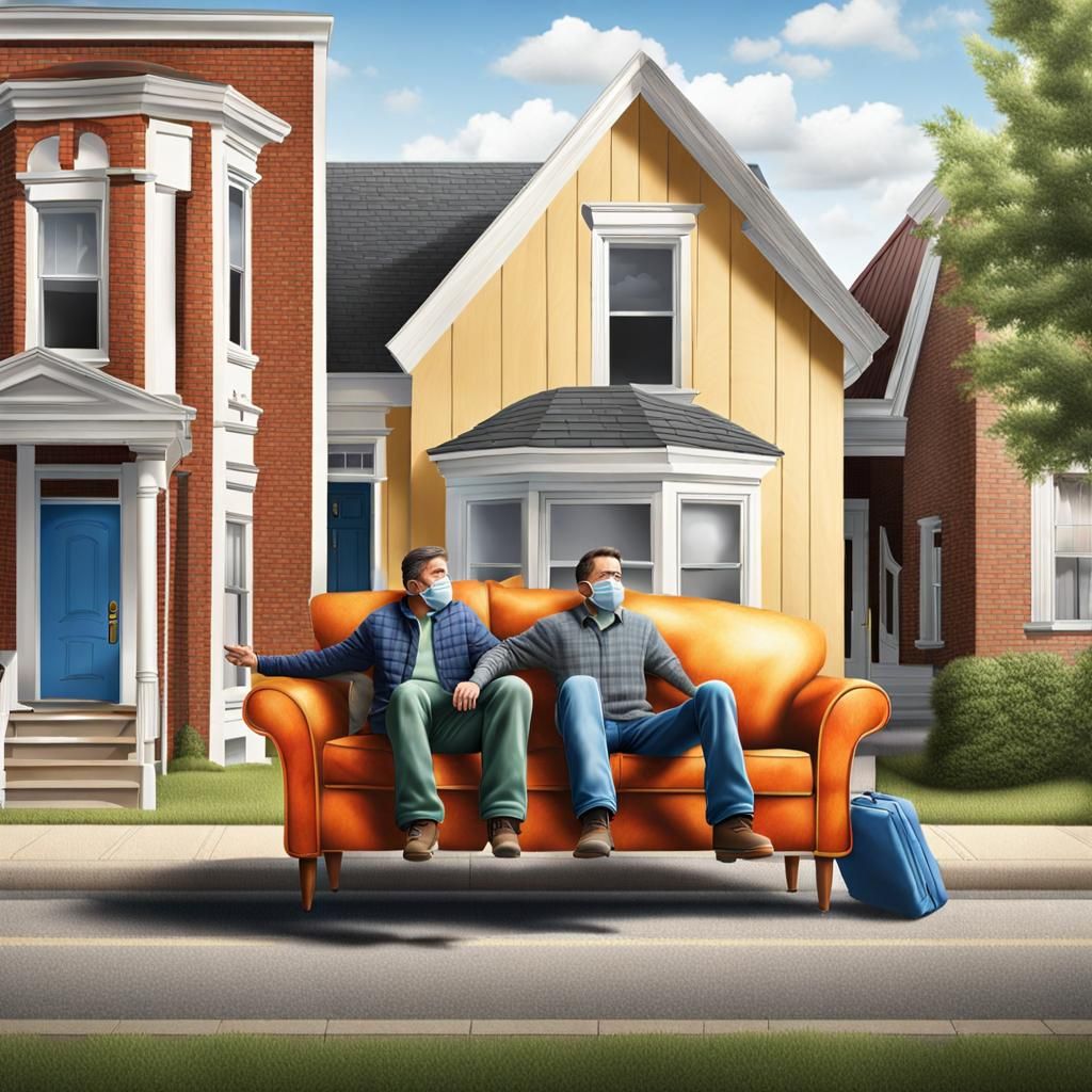 Photorealistic Moving Day: Men Carry Couch