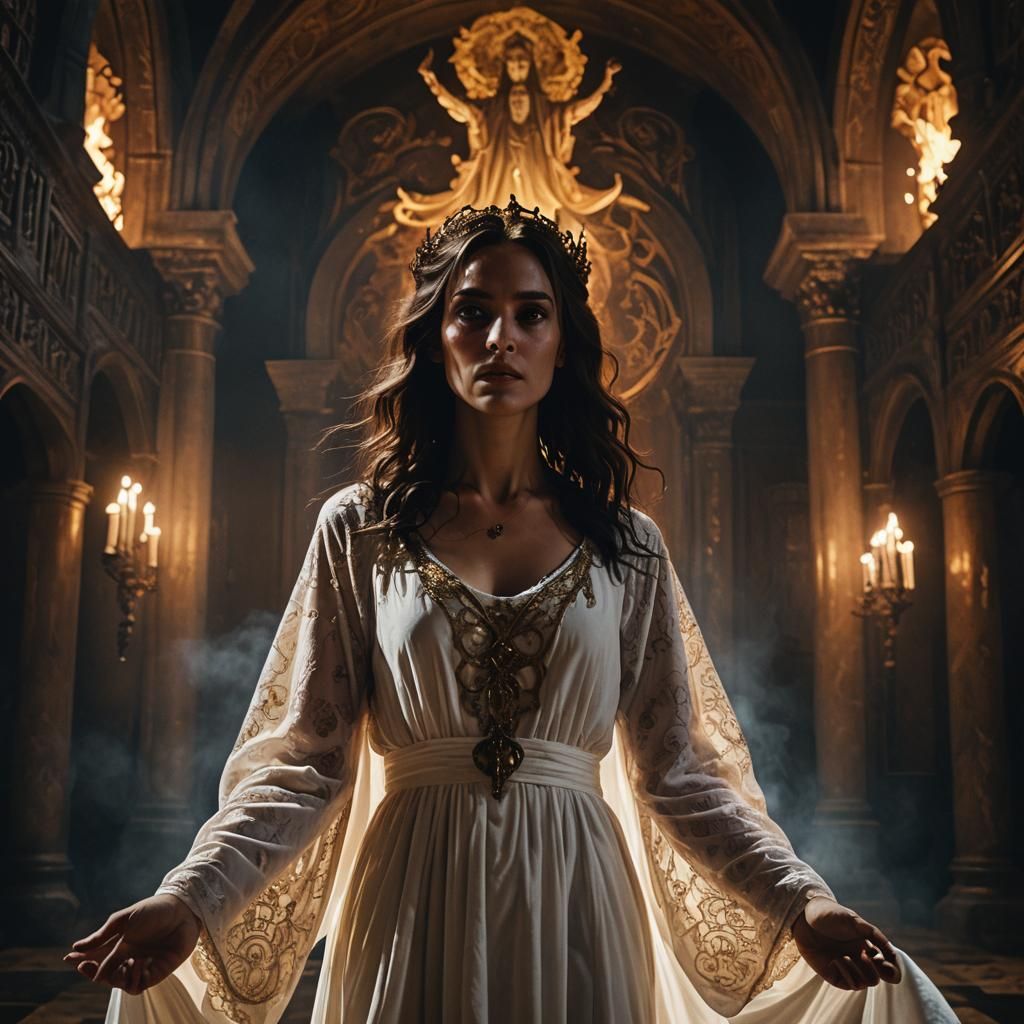 Priest Exorcising Demon in Expressionist Style